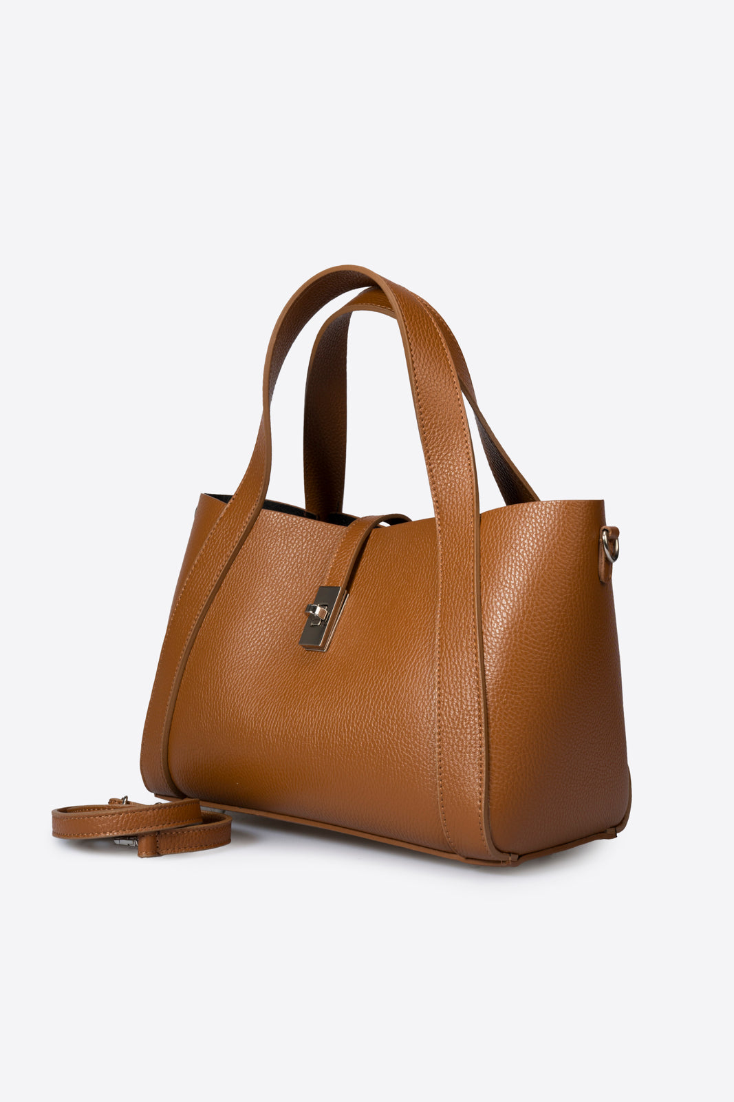 GAIA Leather Top Handle Bag - Cognac