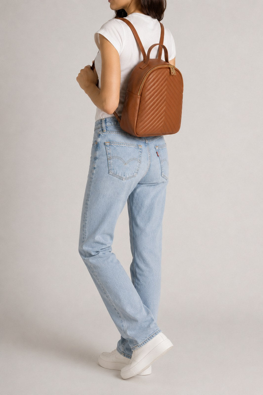 PAOLA Leather Backpack - Cognac
