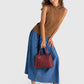 ORIETTA Leather Top Handle Bag - Wine