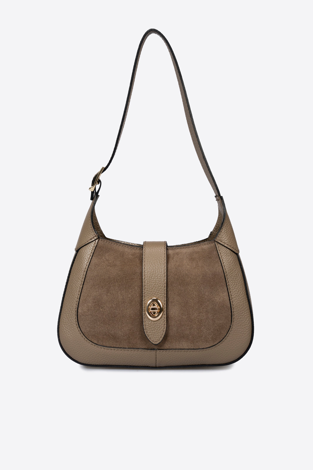 SOLANGE Leather Top Handle Bag - Taupe