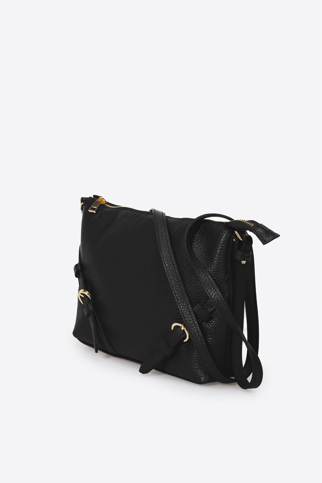 Leather Crossbody Bag 3116 - Black