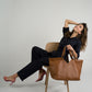 ELARA Leather Top Handle Bag - Cognac