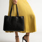 BIANCA Leather Top Handle Bag - Black