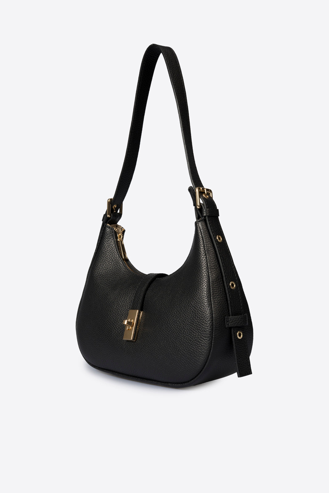 PORZIA Leather Top Handle Bag - Black