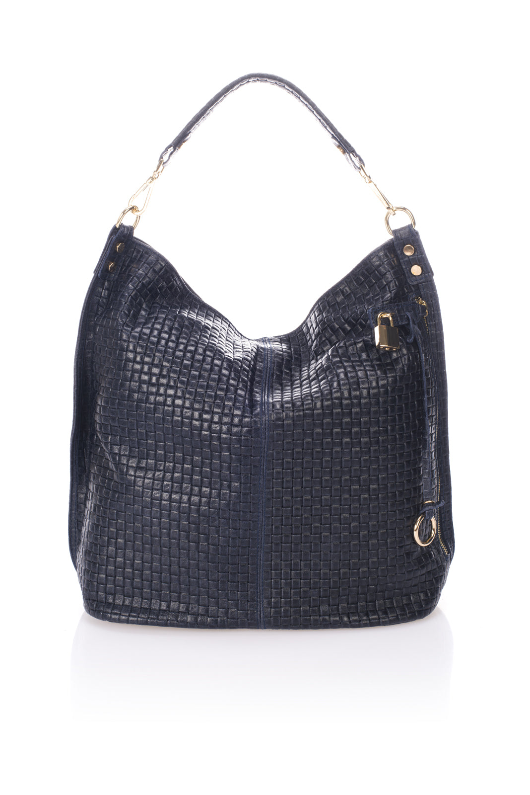 Leather Shoulder Bag 9921 - Dark Blue