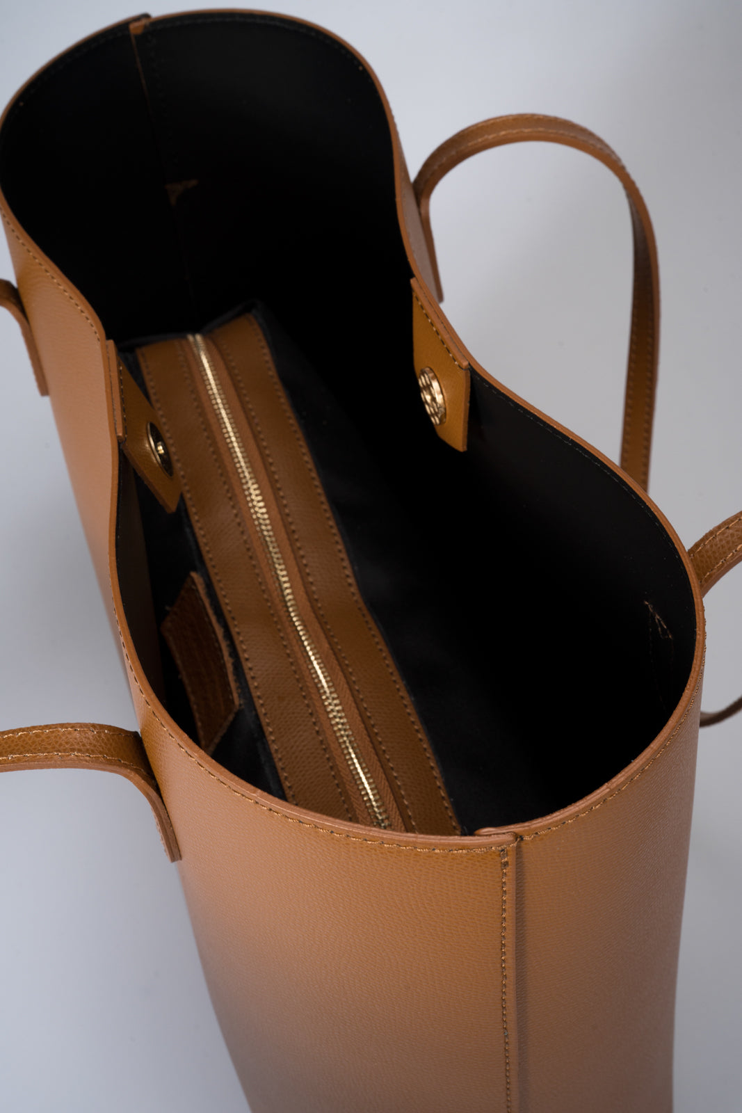 VALERIA Leather Top Handle Bag - Cognac
