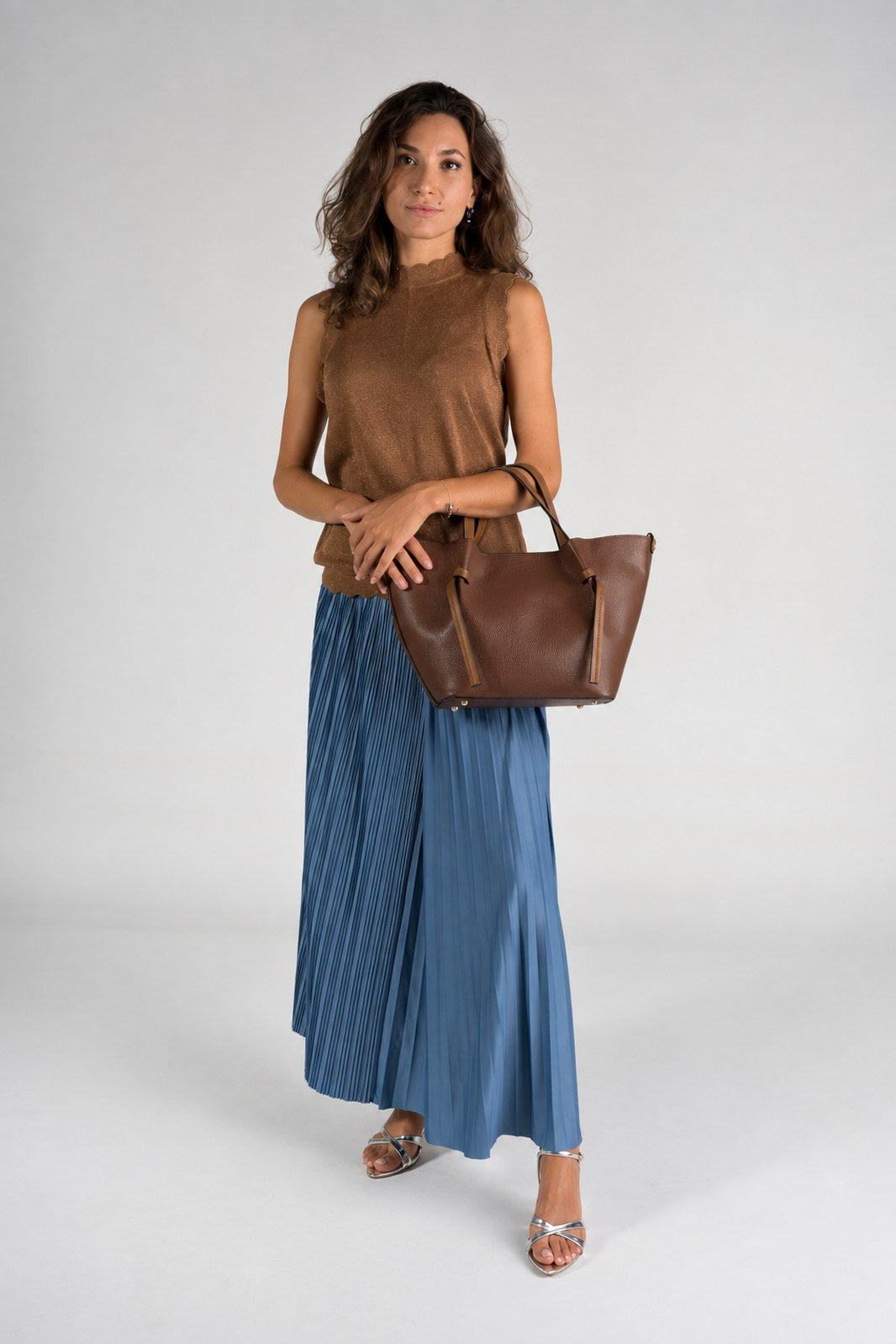 GIADA Leather Top Handle Bag - Brown
