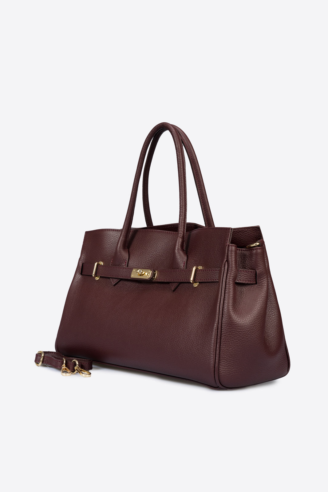 NATASHA Leather Top Handle Bag - Bordo