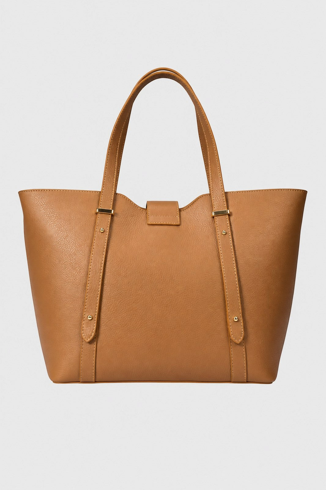 RAINA Leather Top Handle Bag - Cognac