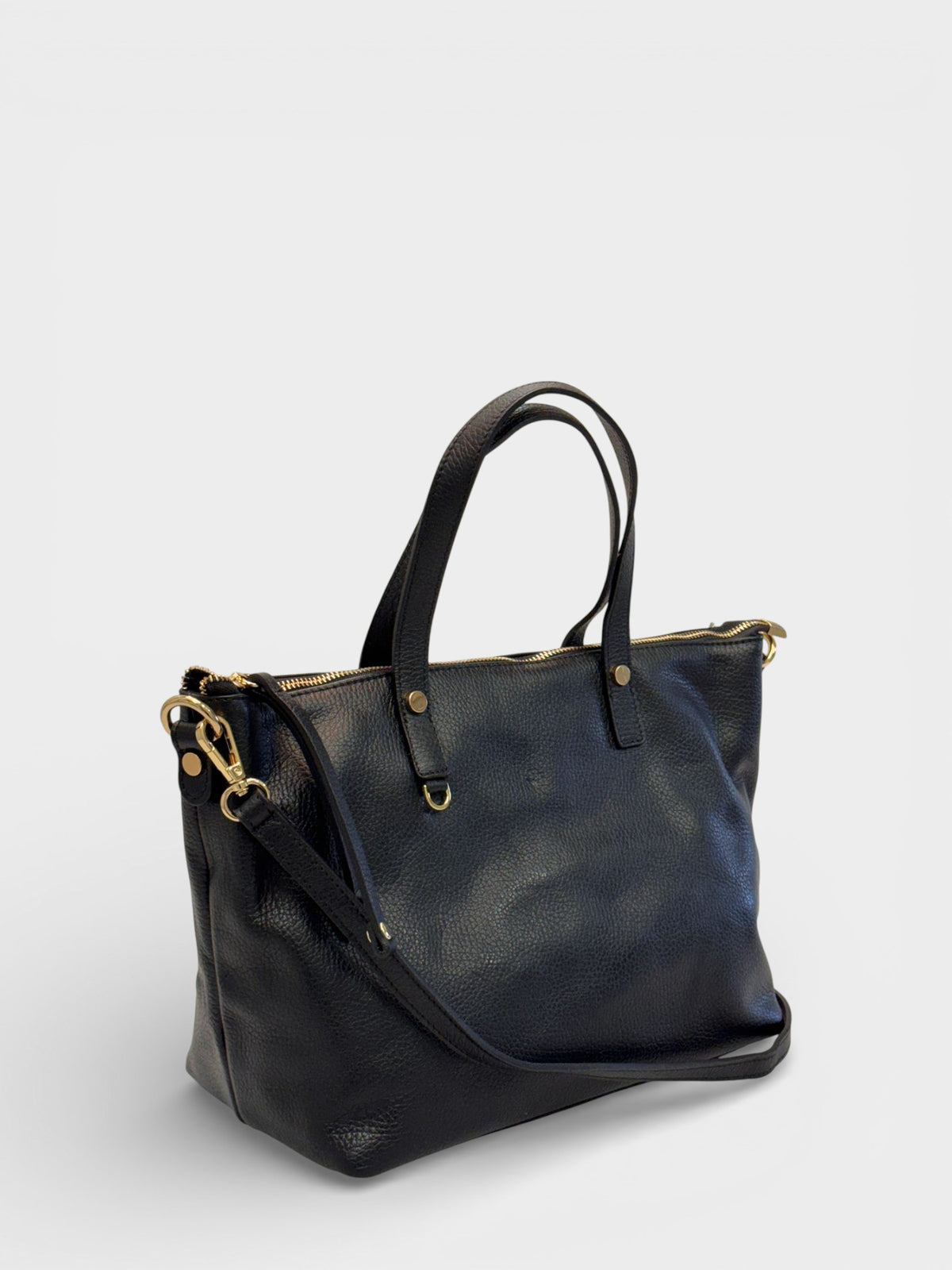Leather Top Handle Bag 5875 - Black