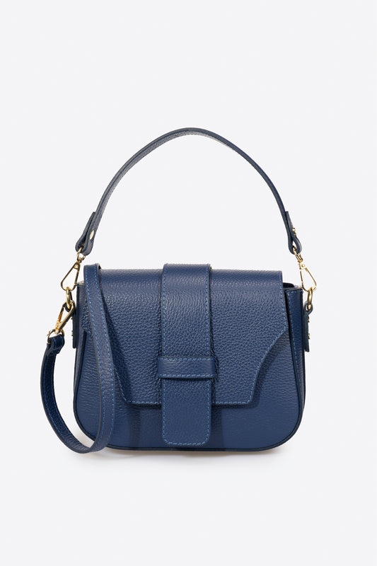 Leather Top Handle Bag 4019 - Blue