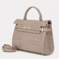 LEA Leather Top Handle Bag - Taupe