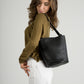 ARIAH Leather Shoulder Bag - Black