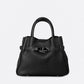 MIRANDA Leather Top Handle Bag - Black