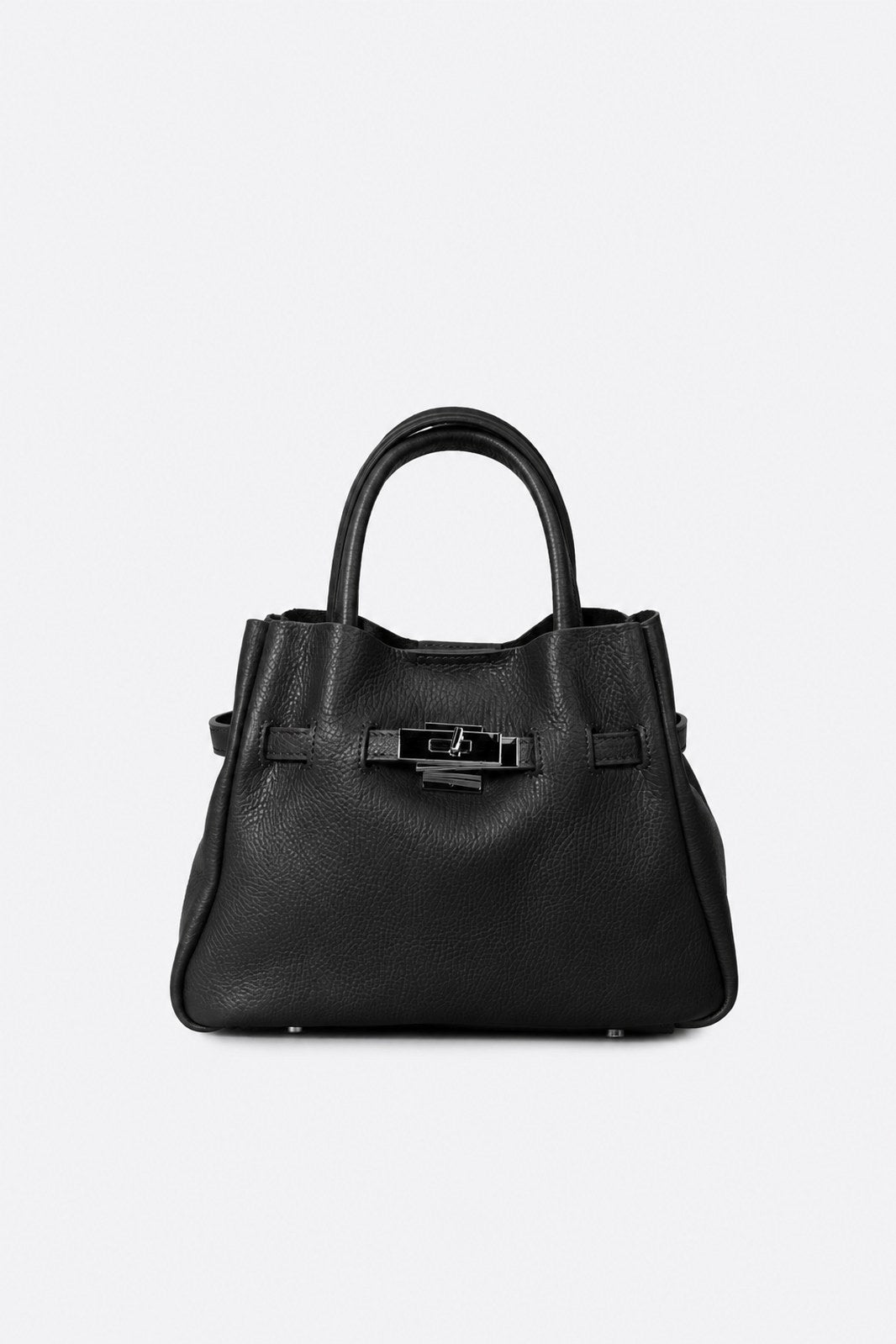 MIRANDA Leather Top Handle Bag - Black
