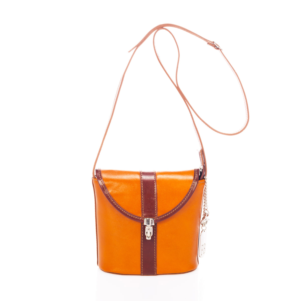 Leather Top Handle Bag 8015 - Cognac