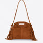 CINZIA Leather Top Handle Bag - Cognac