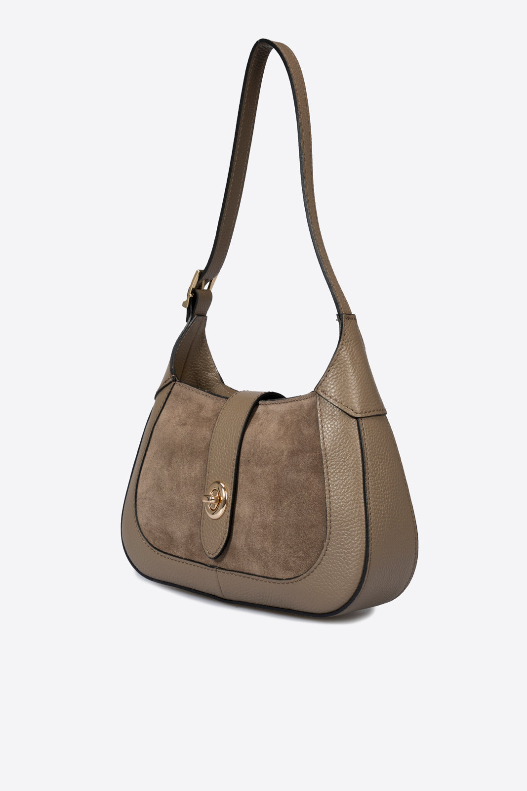 SOLANGE Leather Top Handle Bag - Taupe