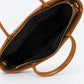 GINEVRA Leather Top Handle Bag - Cognac
