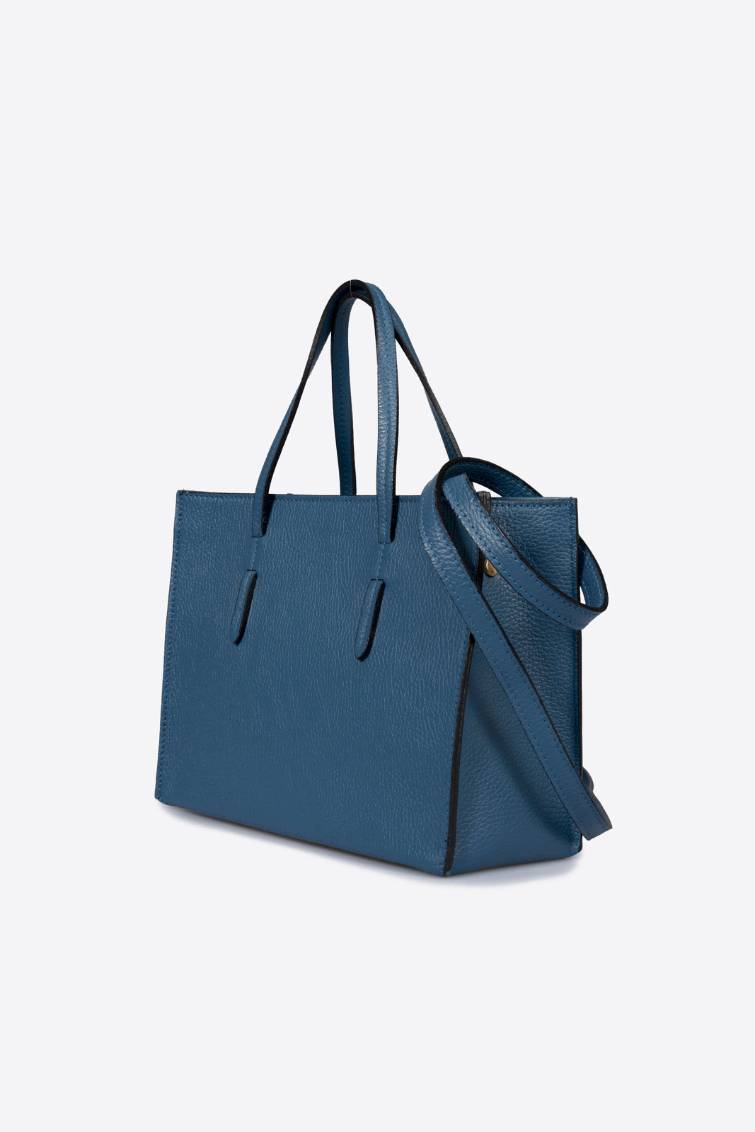 JENNA Leather Top Handle Bag - Blue