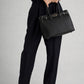 REESE Leather Top Handle Bag - Black