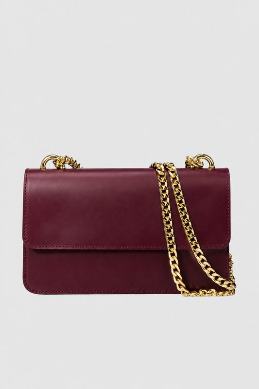 CALLIE Leather Crossbody Bag - Bordo