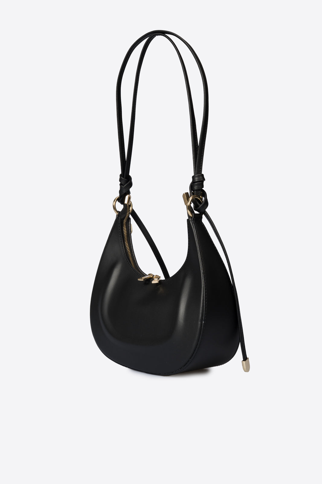 LUNA Leather Top Handle Bag - Black