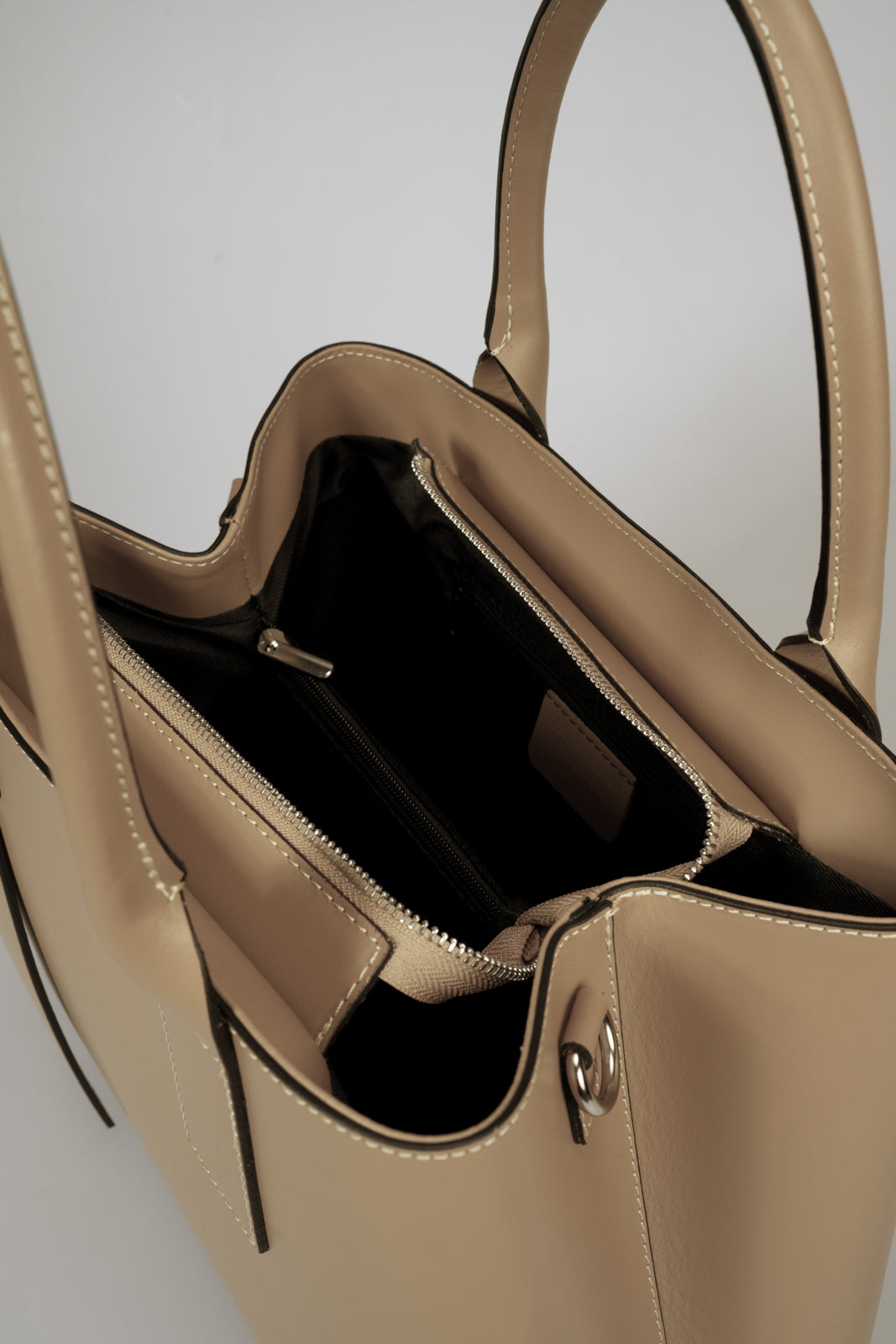 RACHELE Leather Top Handle Bag - Taupe