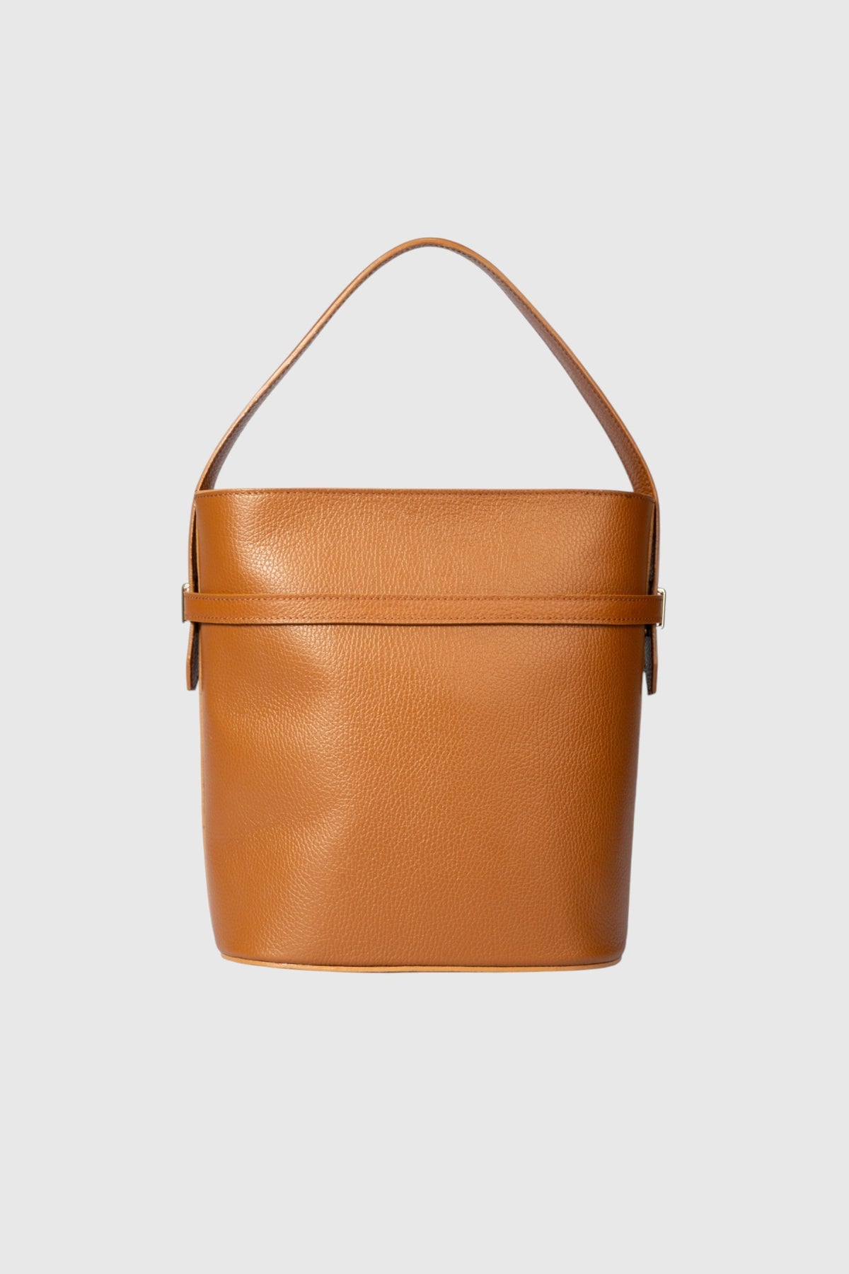 MYRTO Leather Top Handle Bag - Cognac
