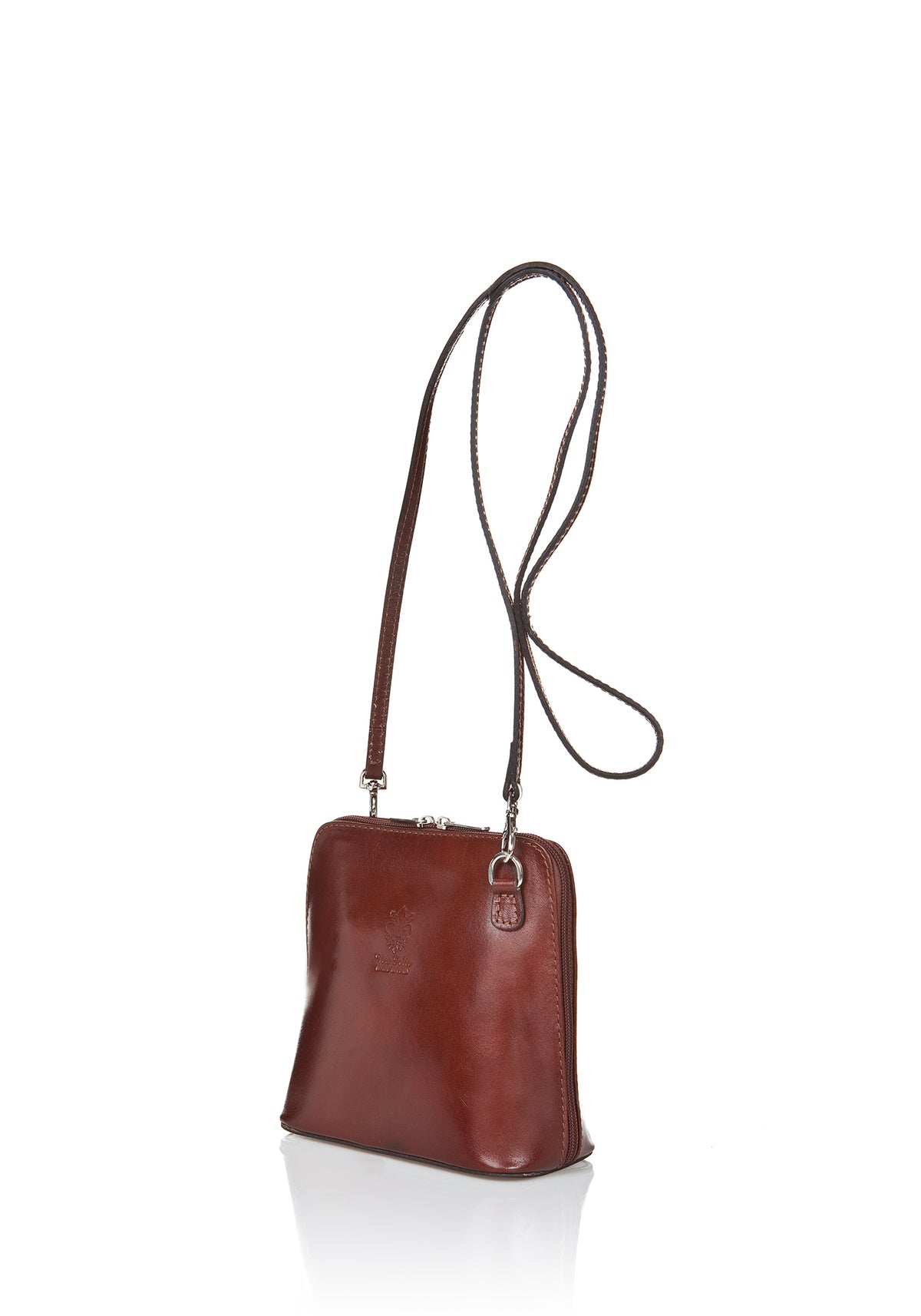 Leather Crossbody Bag 8016 - Brown