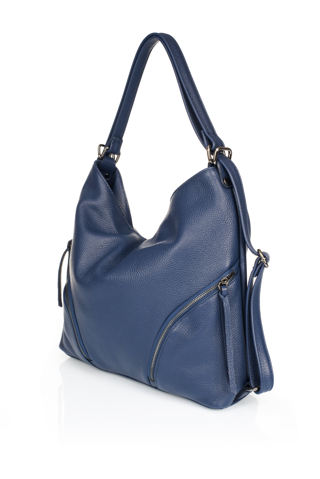 Leather Top Handle Bag 5456 - Navy