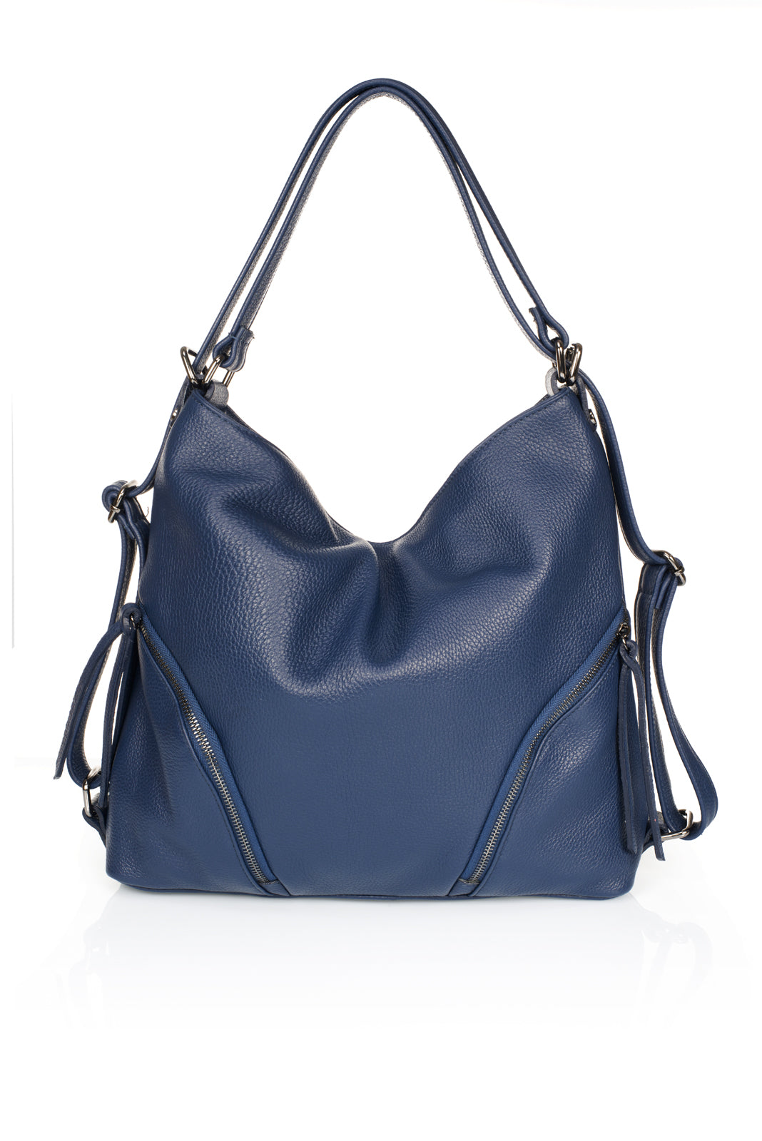 Leather Top Handle Bag 5456 - Navy
