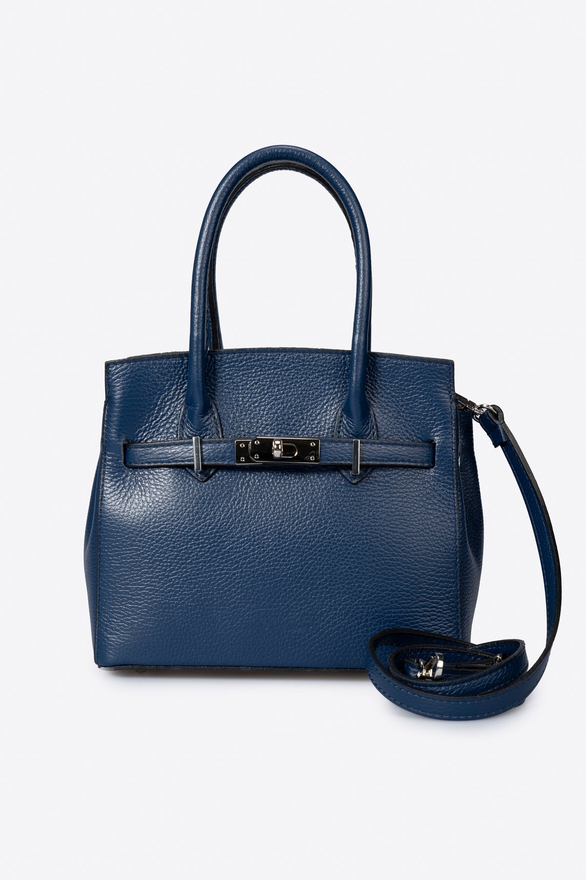 GRETA Leather Top Handle Bag - Blue