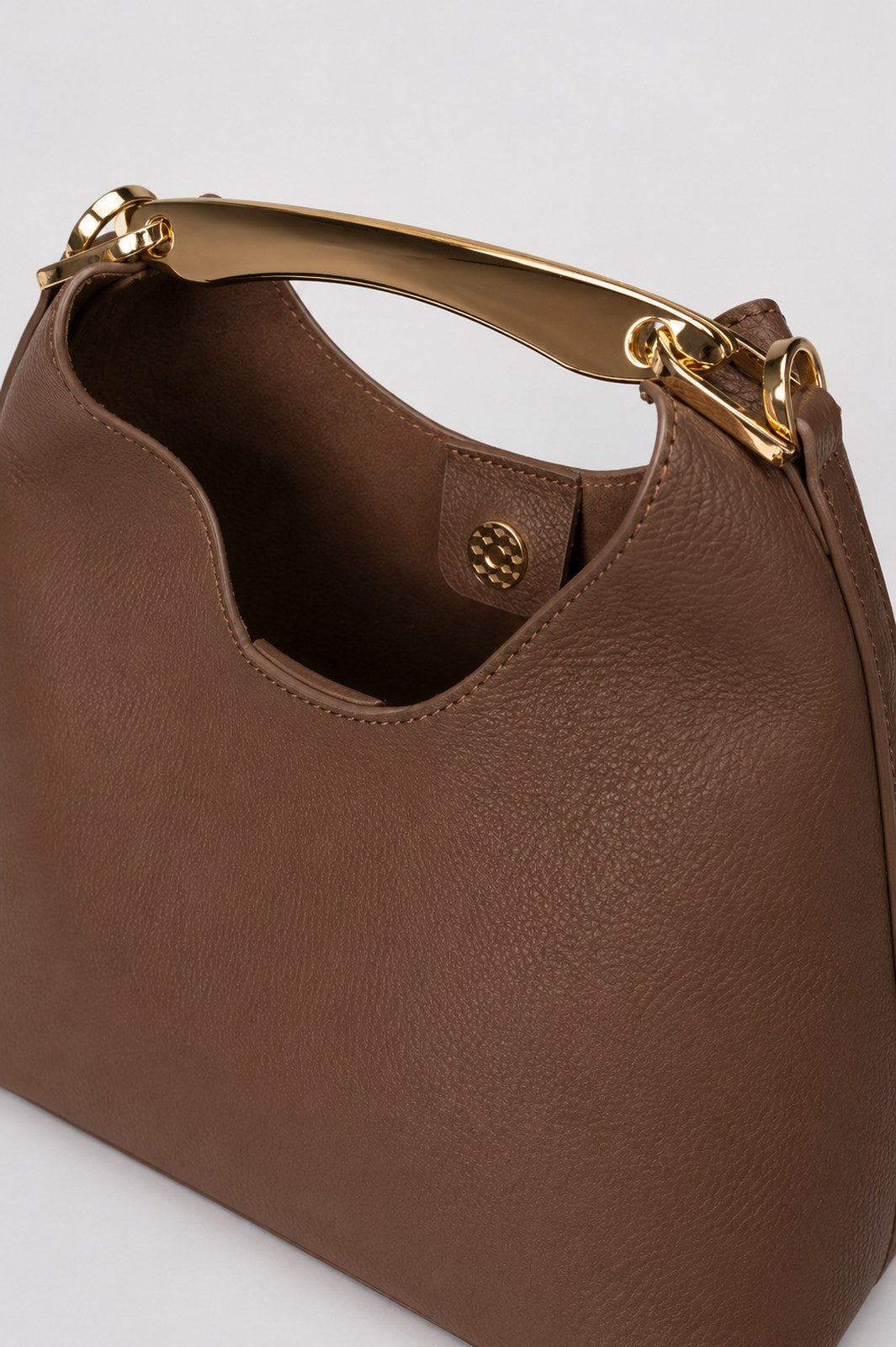 AGNES Leather Top Handle Bag - Brown