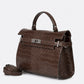 LEA Leather Top Handle Bag - Brown