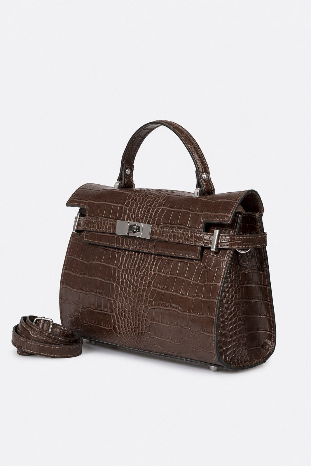 LEA Leather Top Handle Bag - Brown