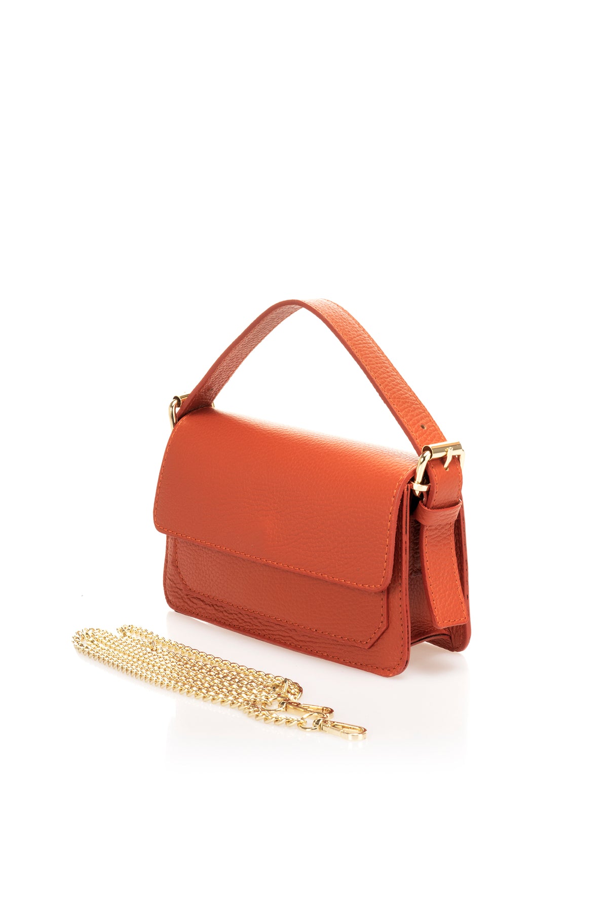 Leather Top Handle Bag 4056 - Orange