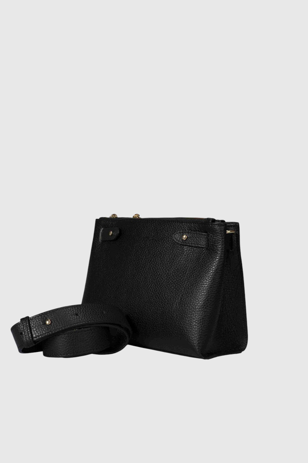 CAMILLE Leather Top Handle Bag - Black