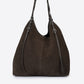 CORALIE Leather Top Handle Bag - Dark Brown