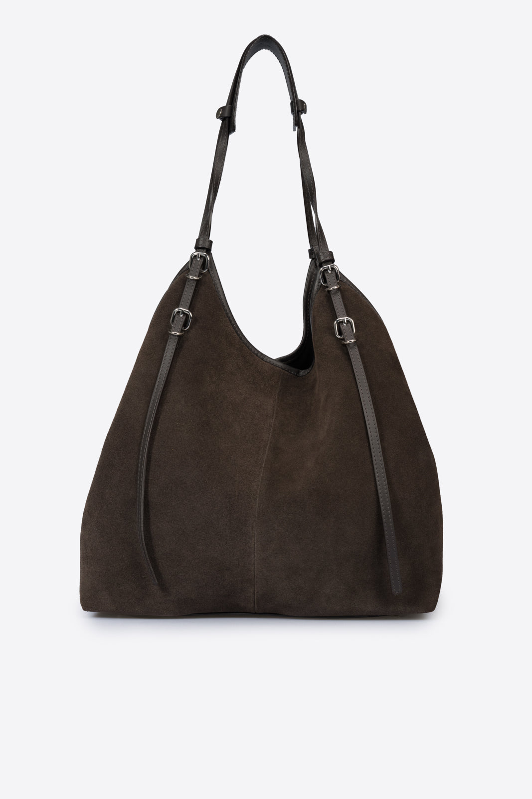 CORALIE Leather Top Handle Bag - Dark Brown