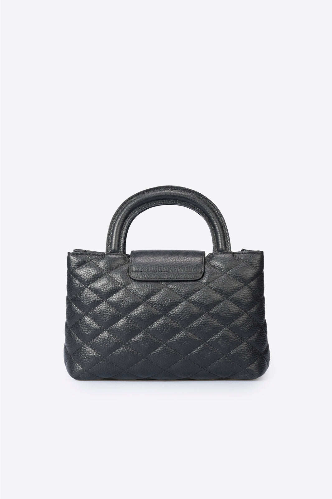 Leather Top Handle Bag 8043 - Black