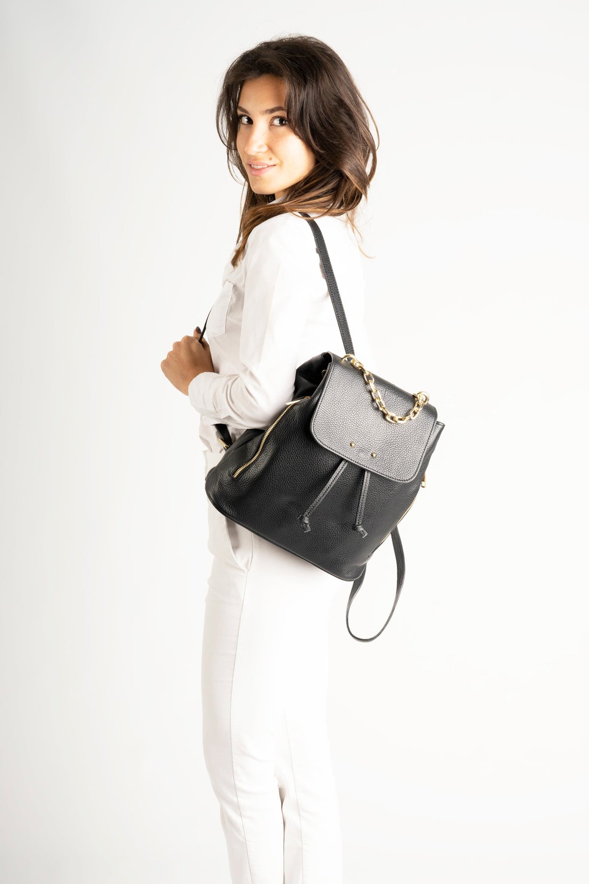 CORA Leather Backpack - Black