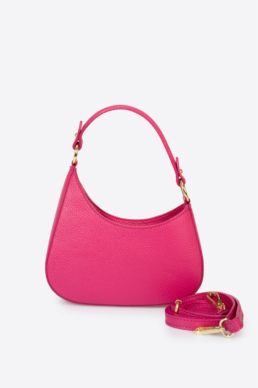 NEVIA Leather Shoulder Bag - Fuxia