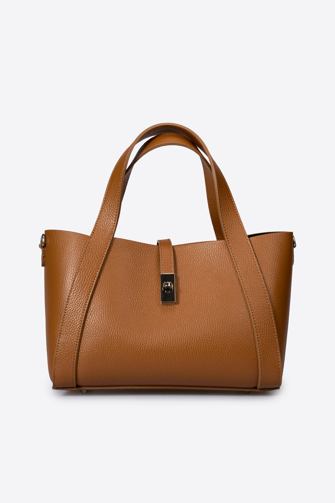 GAIA Leather Top Handle Bag - Cognac