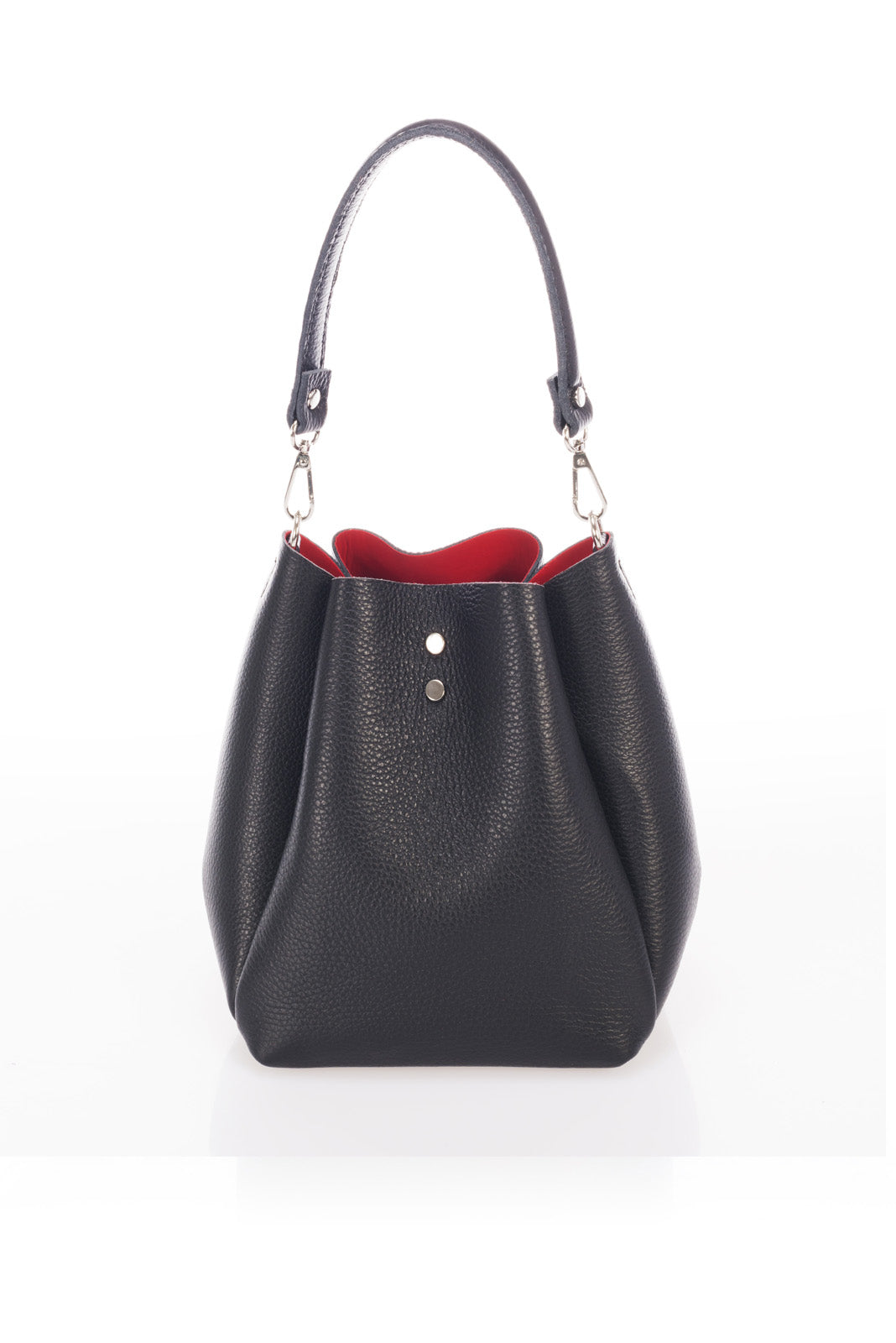 ELIZABETH Leather Bucket Bag - Black