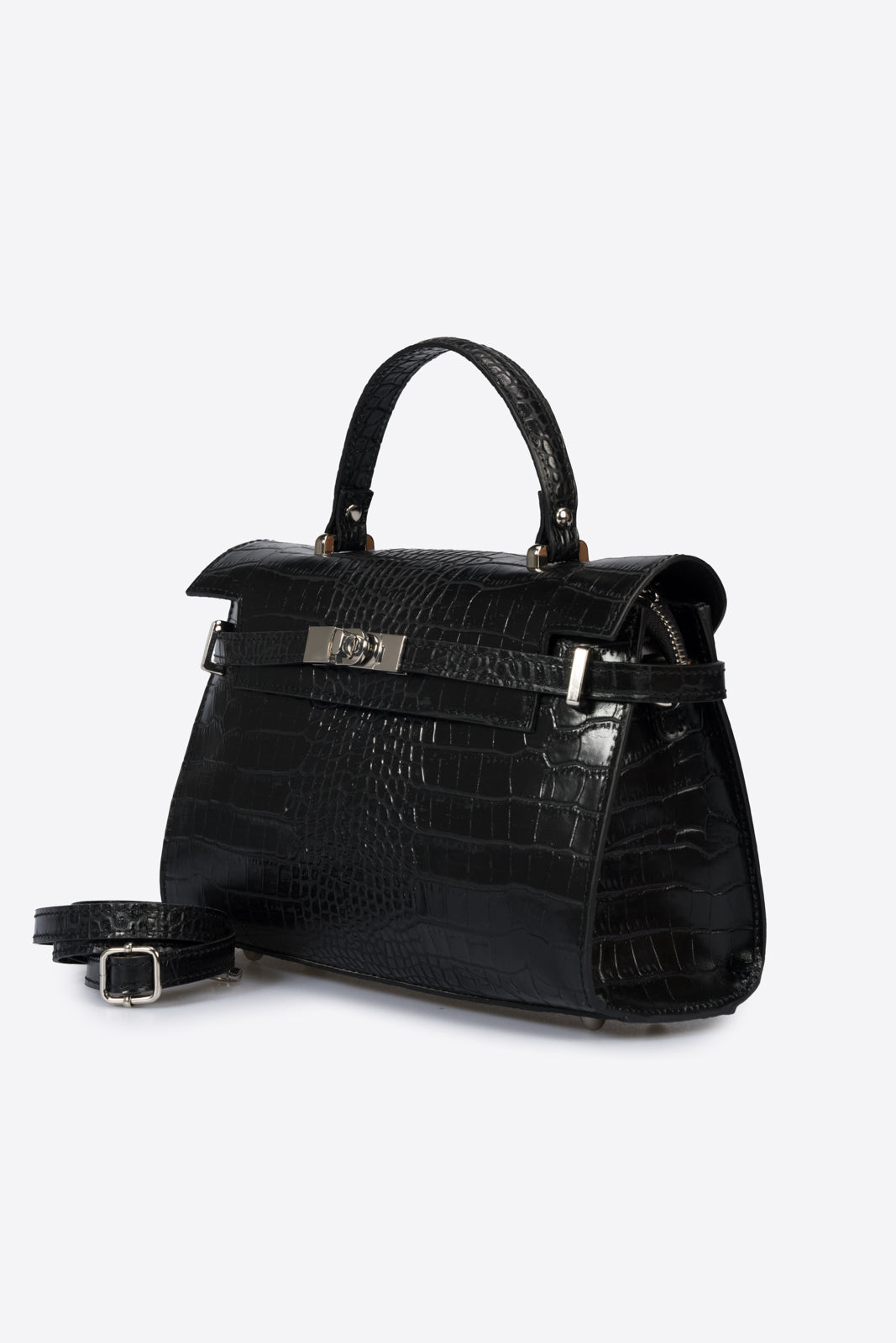 LEA Leather Top Handle Bag - Black