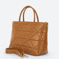 GINEVRA Leather Top Handle Bag - Cognac