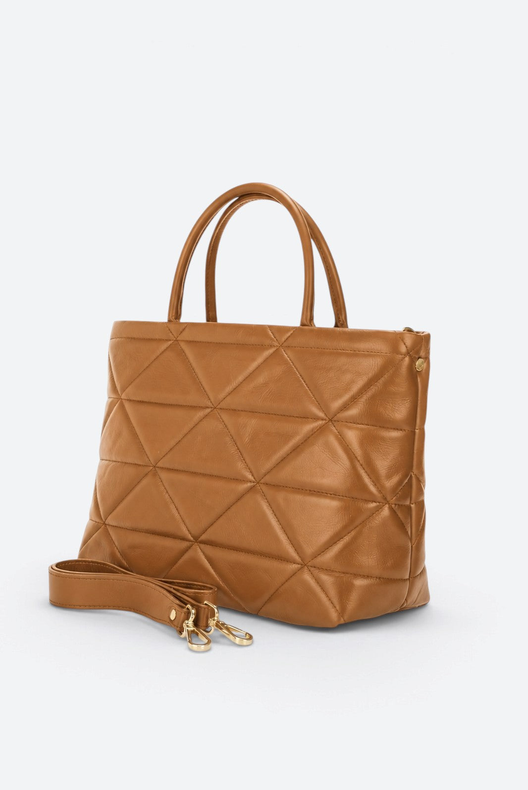 GINEVRA Leather Top Handle Bag - Cognac