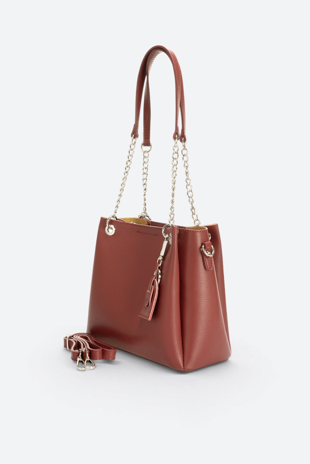 ANIKA Leather Top Handle Bag - Bordo