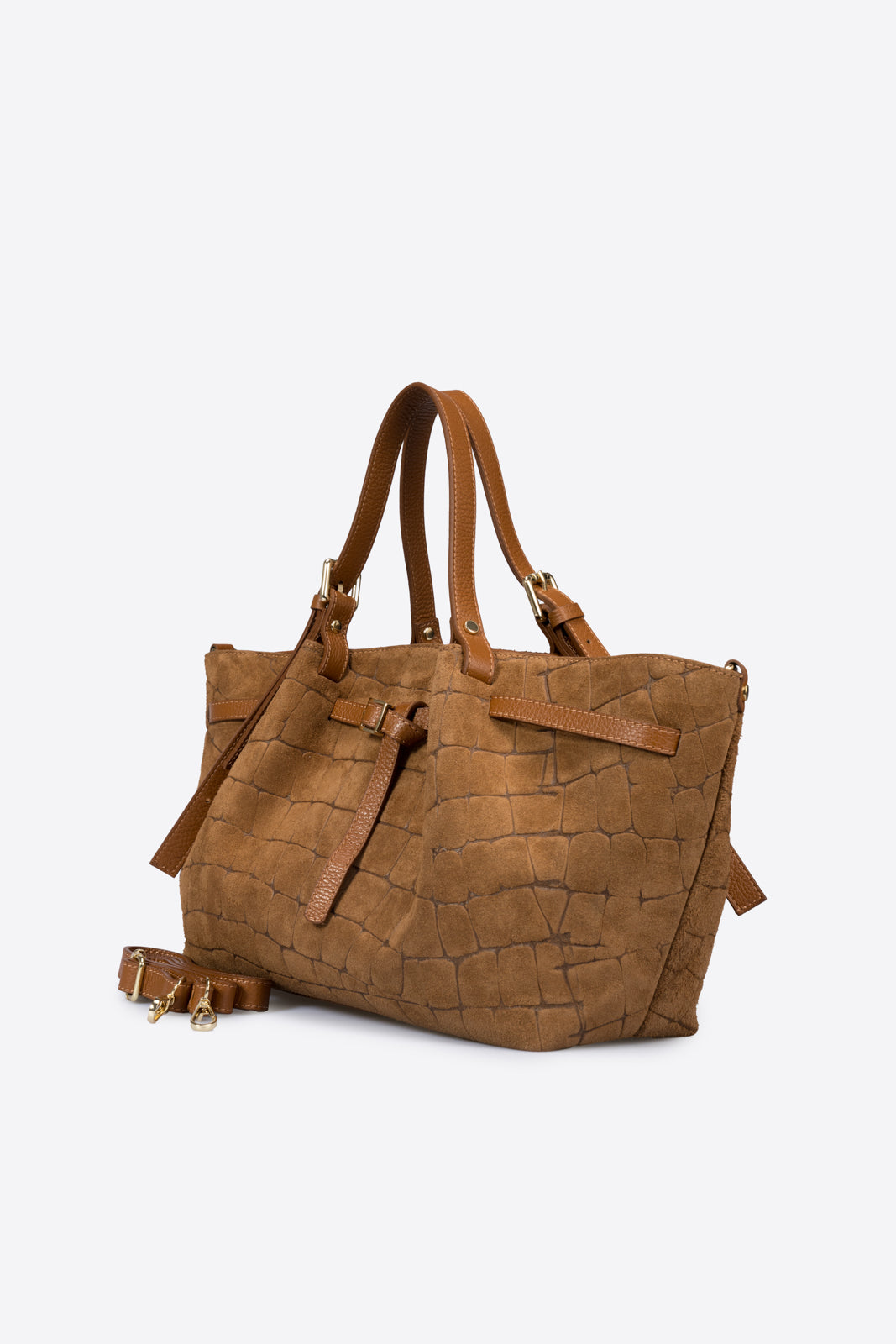 SOLENNE Leather Top Handle Bag - Cognac